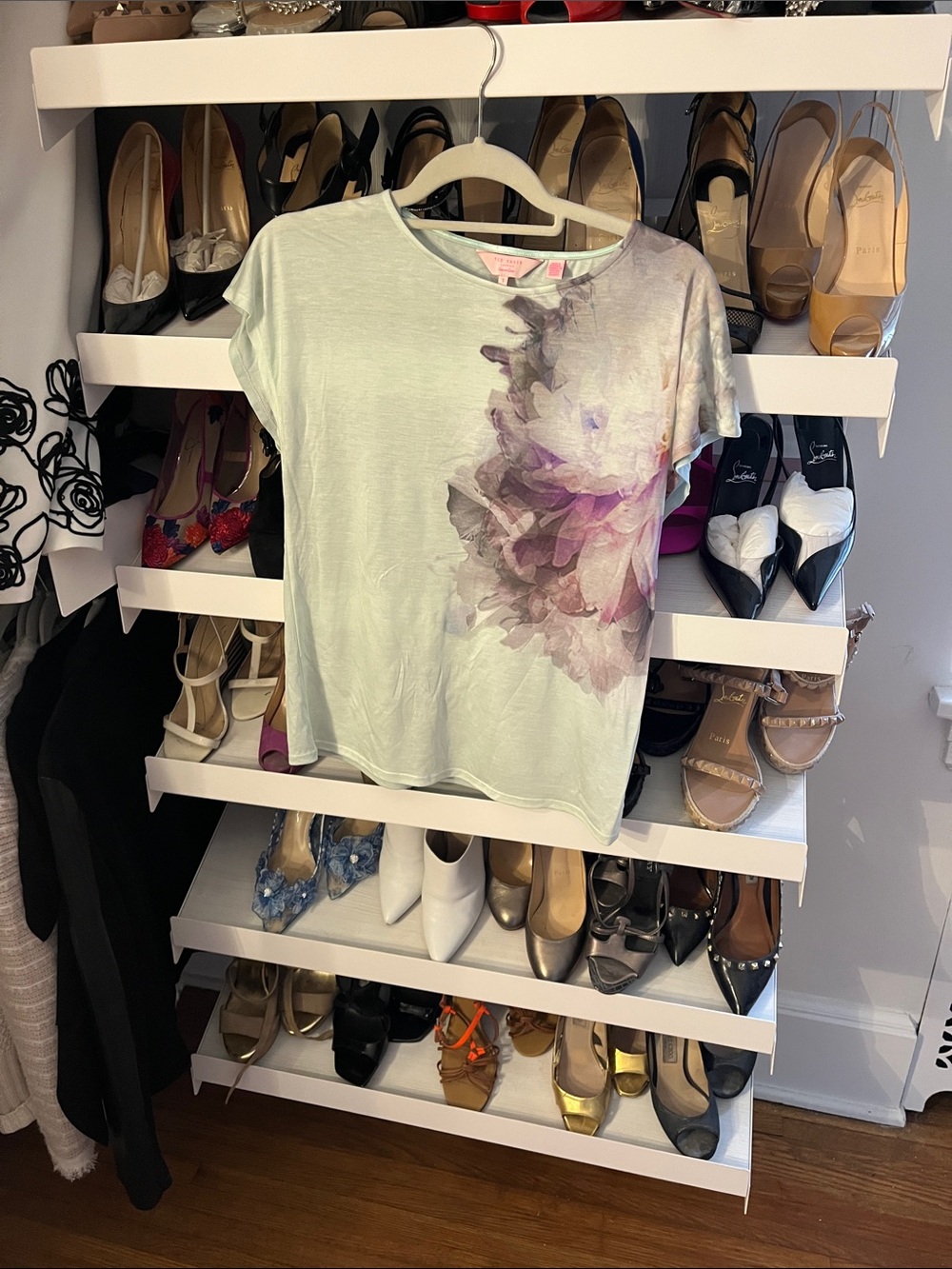 Ted Baker Floral Watercolor Short Sleeve Top - Mint Green
